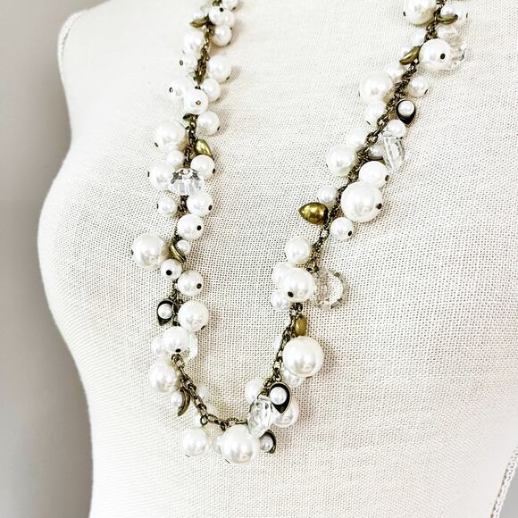 Chloe + Isabel Pearl + Crystal Drops Long Necklace - Picture 1 of 7